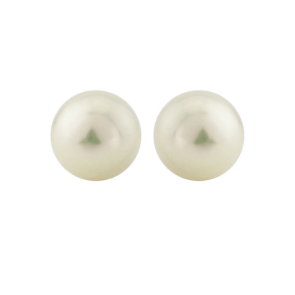 9ct Yellow Gold Fresh Water White Pearl Stud Earrings