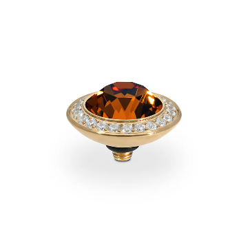 Qudo - Tondo Deluxe Top 13mm Gold & Smoked Topaz