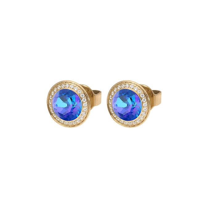 Qudo - Tondo Deluxe Ear Studs - Gold & Royal Blue Delite