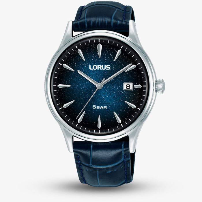 Lorus RS995DX9 Deep Blue Colour Fade Dial Leather Strap Gents Watch