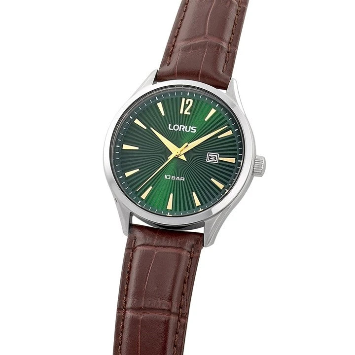 Lorus RS997DX9 Deep Green Colour Fade Dial Leather Strap Gents Watch