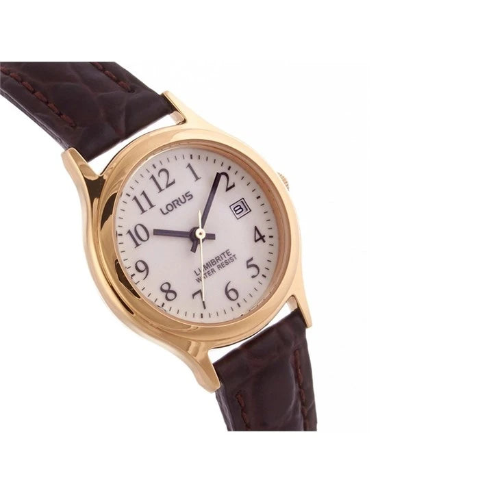 Lorus RXT92AX5 Brown Strap Lumibrite Ladies Watch