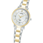 Lorus RY524AX9 Solar Women's White Dial Two Tone Stainless Bracelet Watch