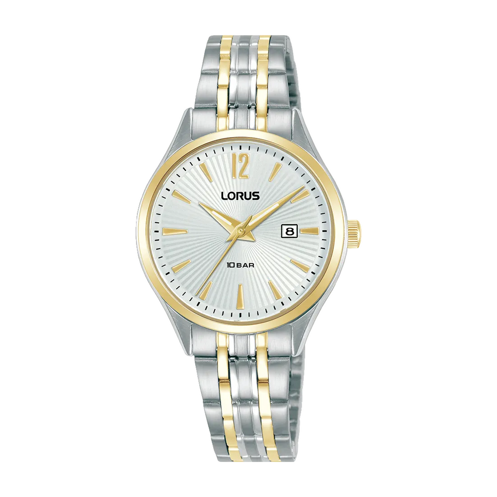 Lorus RJ202CX9 Clear-cut Classic Silver Sunray Two-Tone Ladies Watch