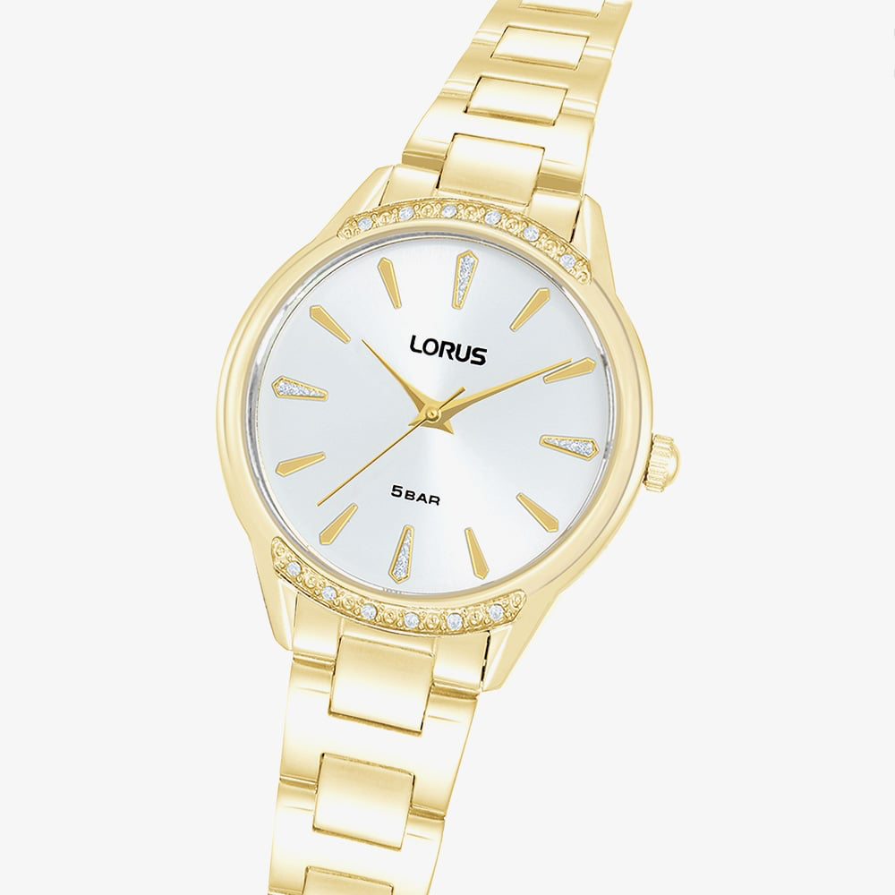 Lorus RG258YX9 Lorus White Silver Colour Dial Gold Tone ‘Shimmer’ Ladies Watch