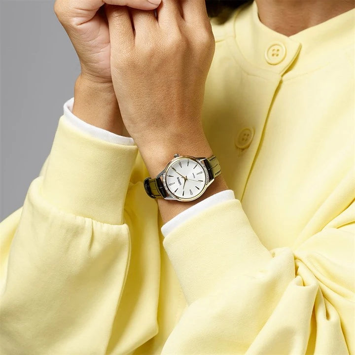 Lorus RG260YX9 Leather and White Silver Colour Dial ‘Shimmer’ Ladies Watch