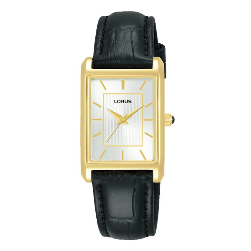 Lorus RG290VX9 Lorus Gold tone black leather ‘Angular Elegance’ Ladies Watch