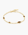 Ania Haie B076-09G-TE Gold Bezel Tiger’s Eye Organic Dome Pebble Station Bracelet