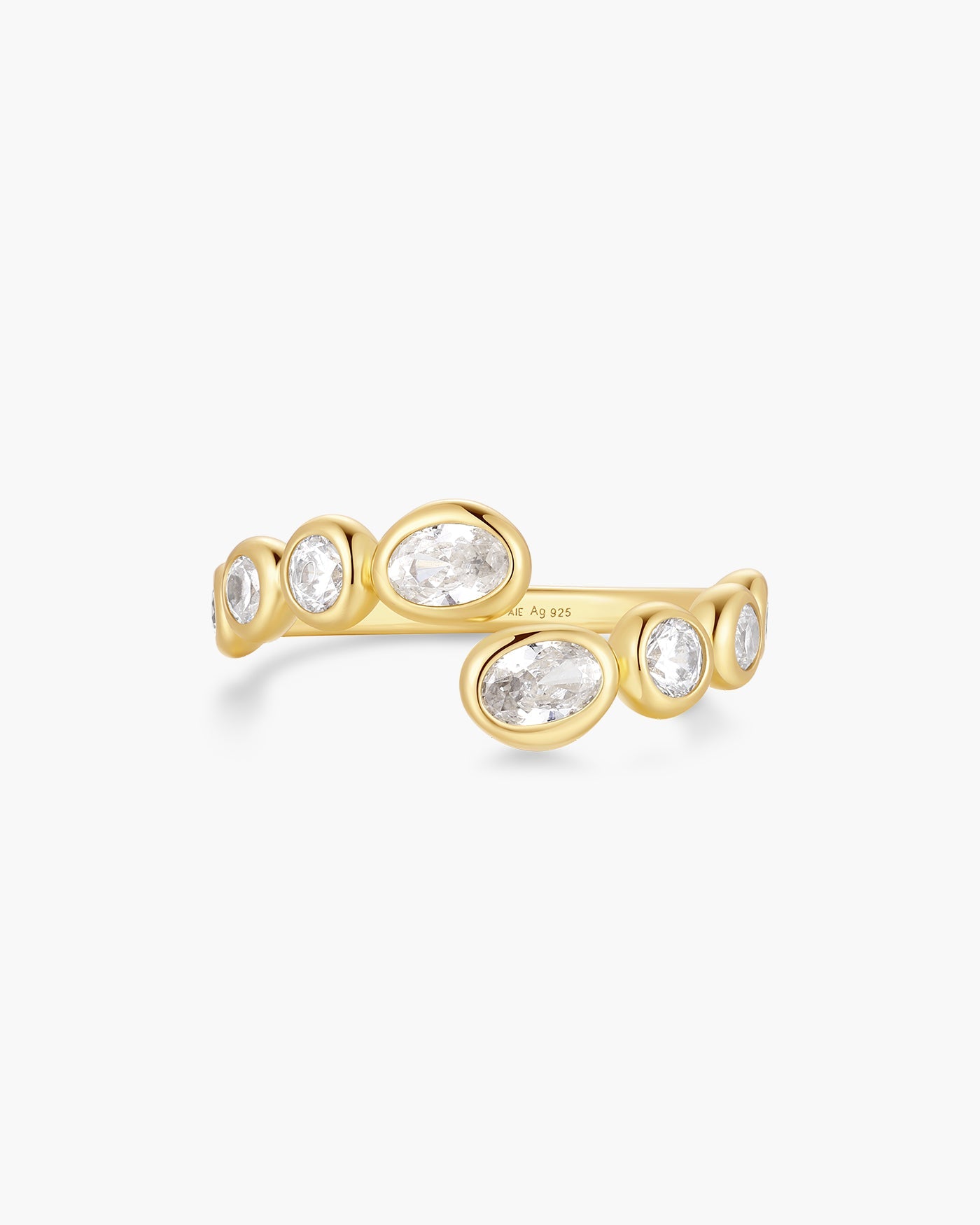 Ania Haie R076-01G Gold Organic Pebble Spiral Bezel Adjustable Ring