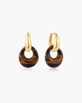 Ania Haie E076-21G-TE Gold Hollow Tiger’s Eye Organic Pebble Drop Earrings