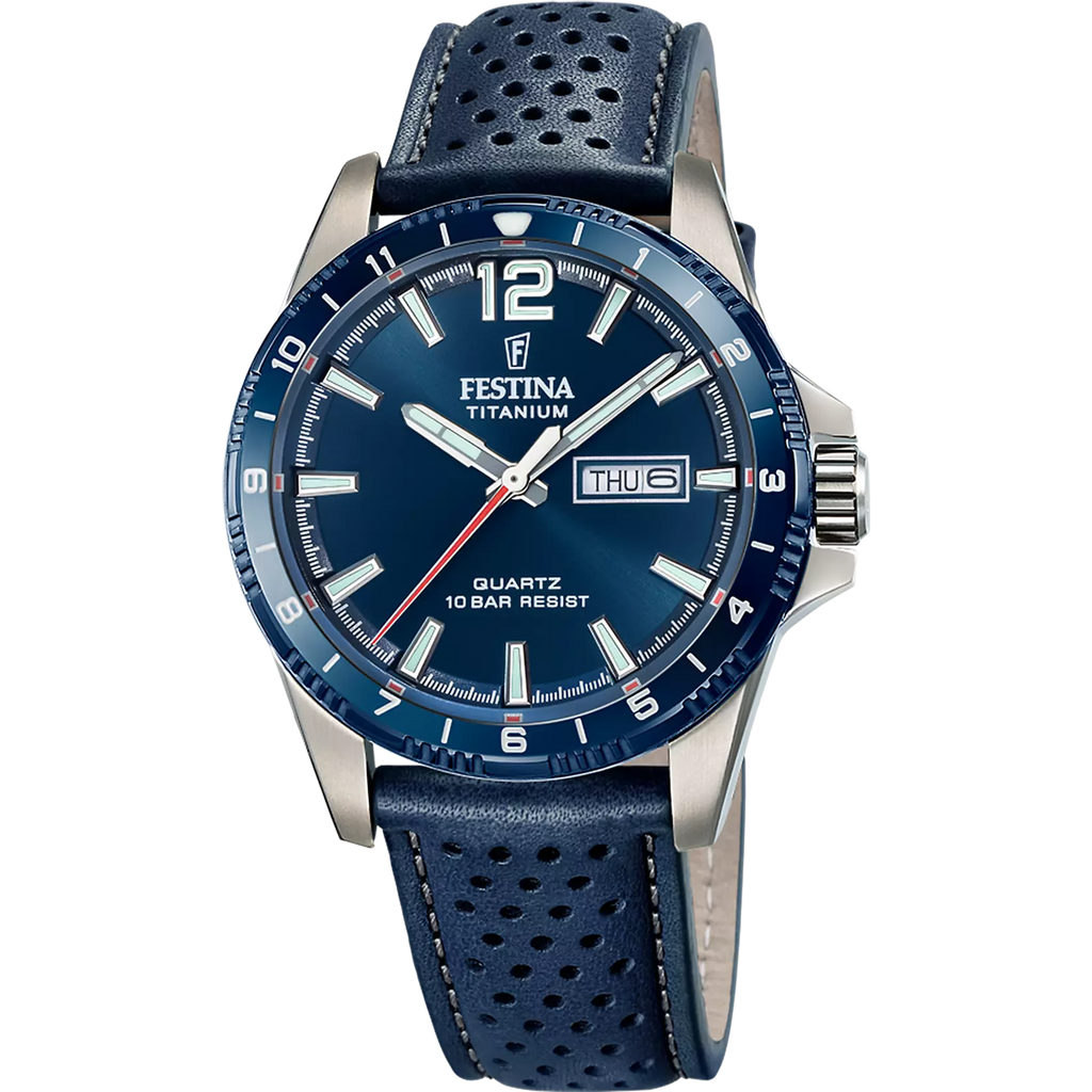 Festina F20699/2 Blue Titanium Men’s Watch with blue leather strap