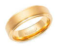 UNIQUE & CO TUR-192 Tungsten Carbide 7mm Patterned Ring with Gold Finish