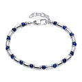 UNIQUE & CO LAB-224 Stainless Steel Blue Tigers Eye Men’s Beaded Bracelet