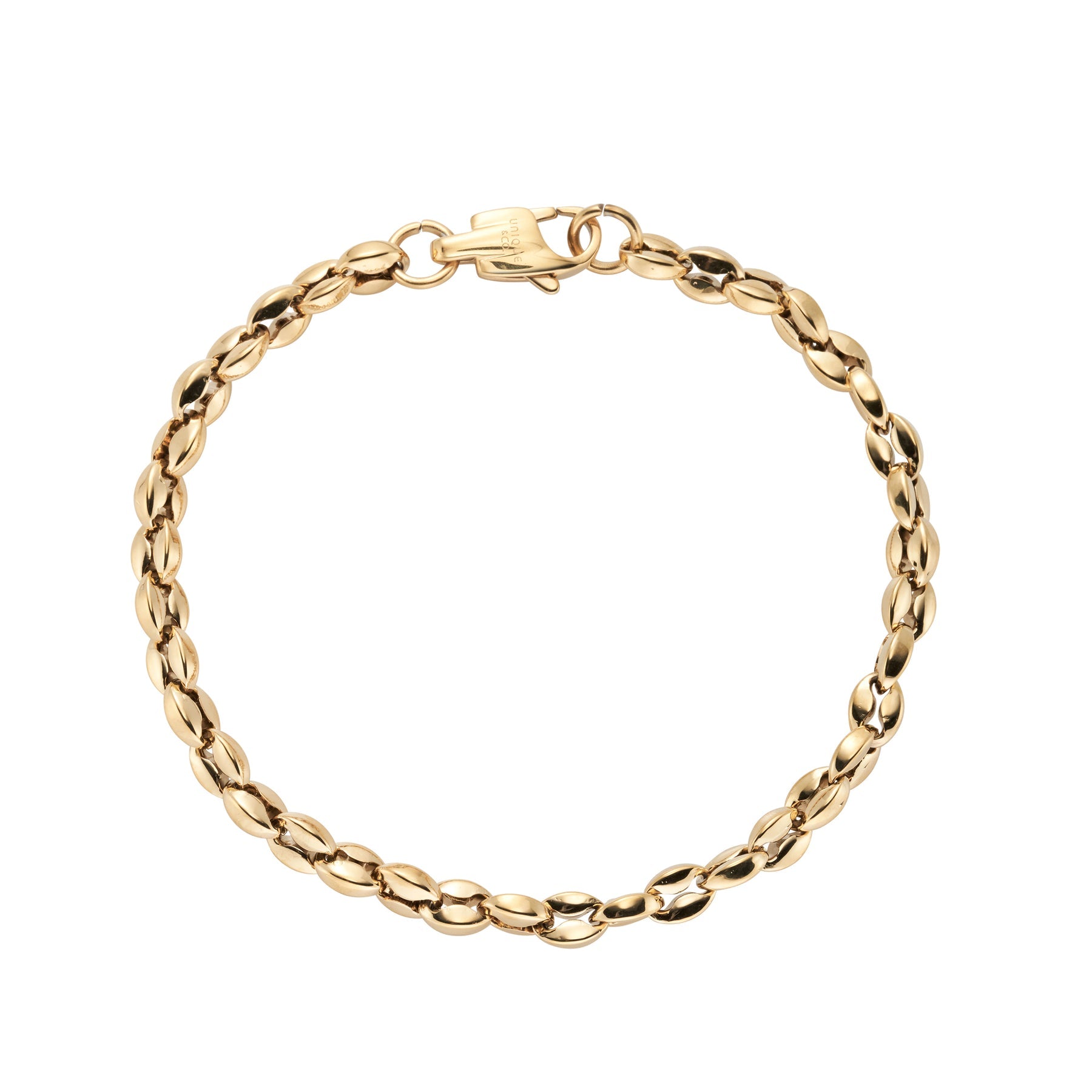 UNIQUE & CO LAB-297 Gold Played Stainless Steel Marine Link Men’s Bracelet