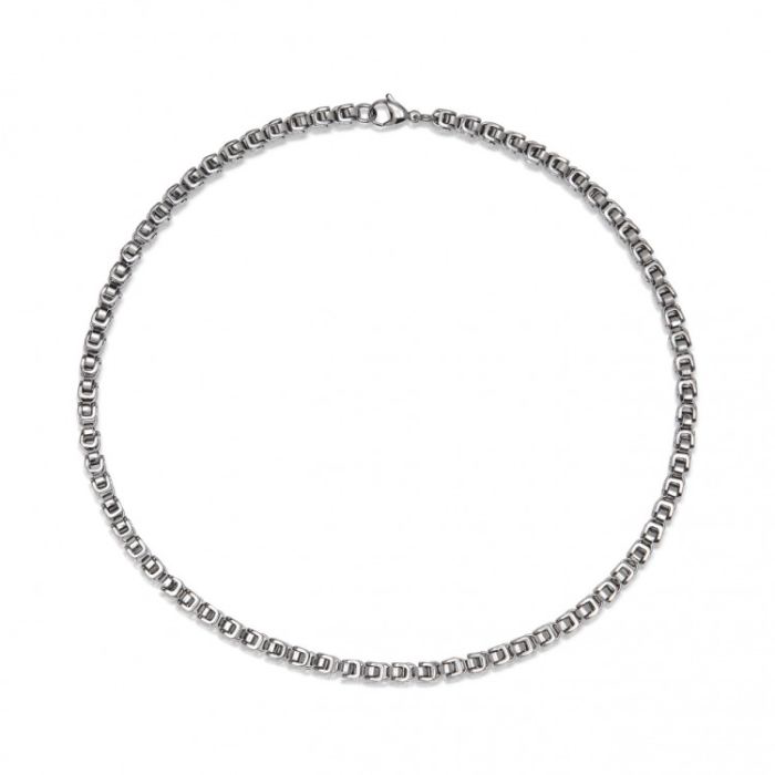 UNIQUE & CO LAK-247 Men’s Polished Steel Square Byzantine Chain