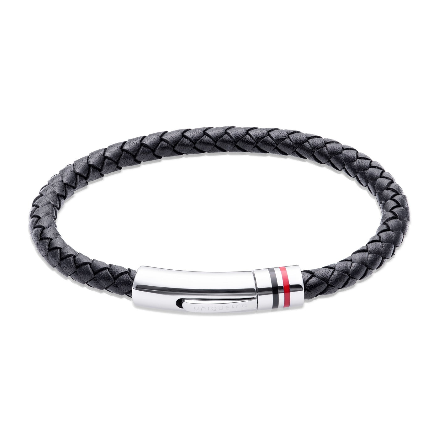 UNIQUE & CO MEN'S BLACK LEATHER BRACELET B533BL