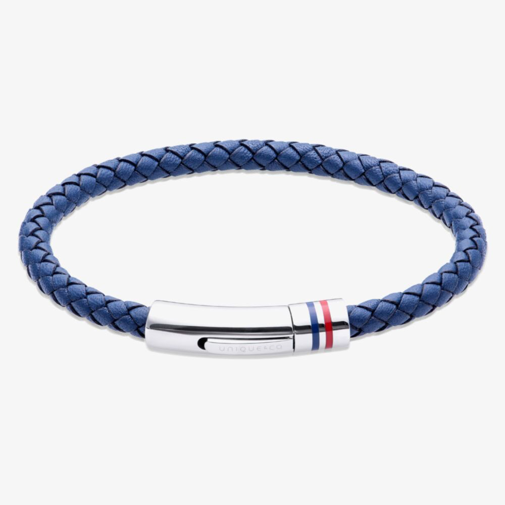 Unique & Co Blue Leather Braided Bracelet B533NV/21