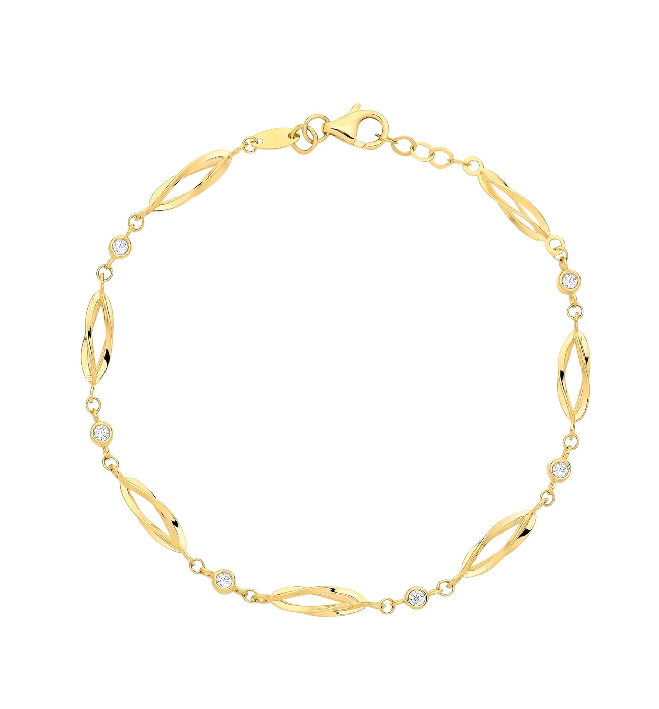 9ct Yellow Gold Cage Design Bracelet with cubic zirconia