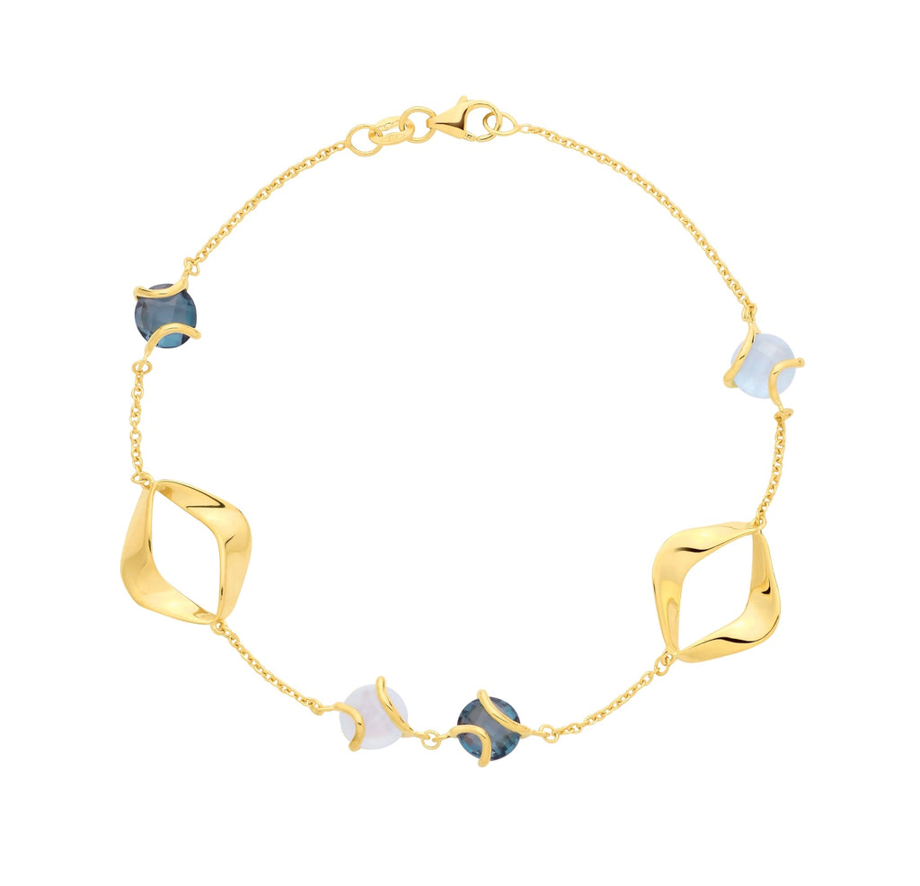 9ct Yellow Gold Blue Topaz and London Blue Bracelet