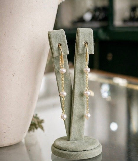 Lido Pearls - Gold Plated Freshwater Pearl Pull Through Earrings