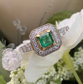 9ct Yellow Gold Emerald & Diamond Cluster Ring