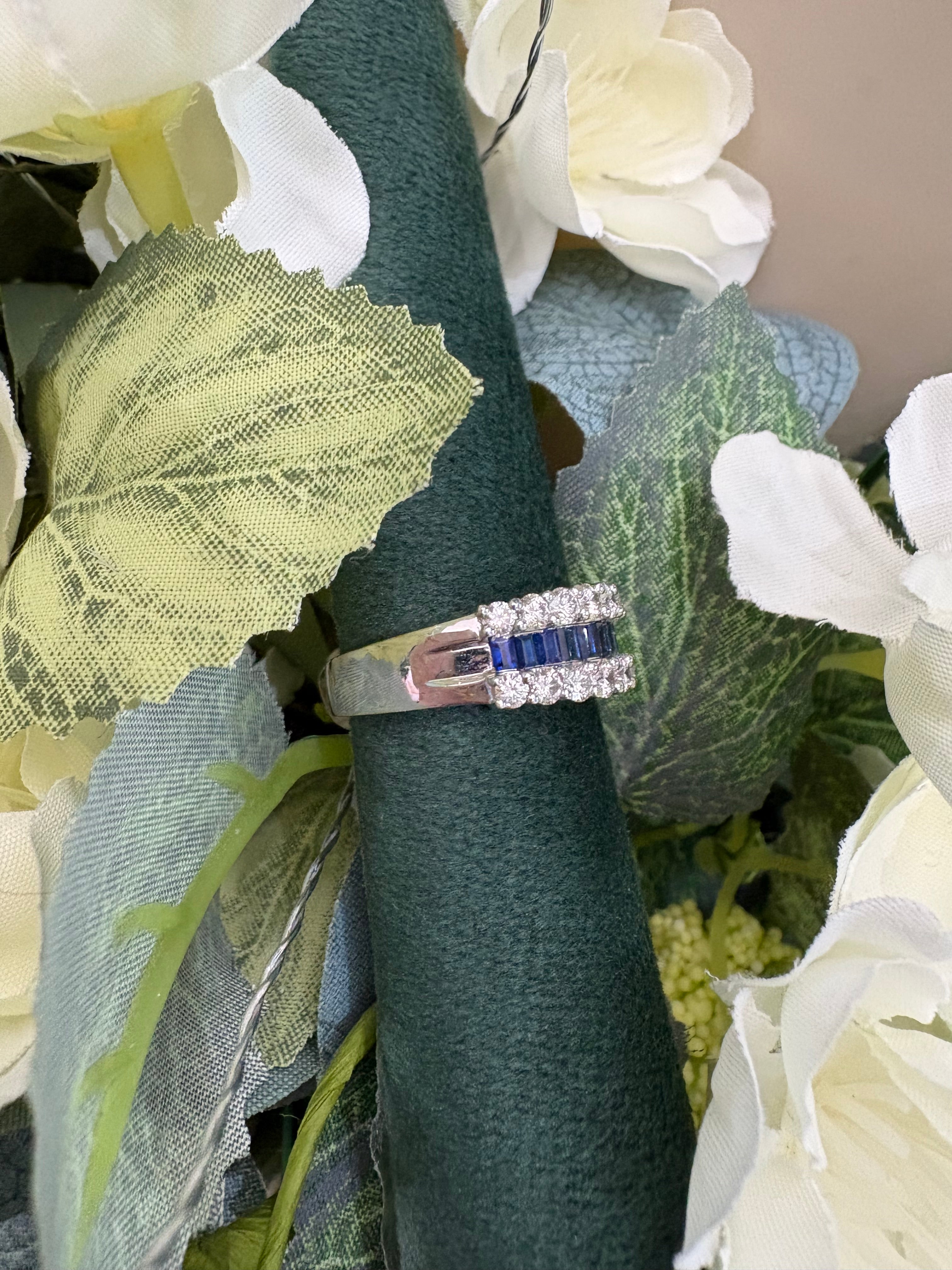MANAGERS SPECIAL : 18ct White Gold Sapphire & Diamond Triple Row Ring
