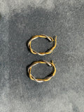 9ct yellow & white gold twisted oval hoop earrings