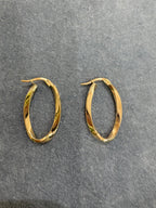 9ct Yellow Gold Oval Twist Hoop Earrings