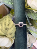 9ct White Gold Square Sapphire & Diamond Cluster Halo Ring with Diamond Shoulders