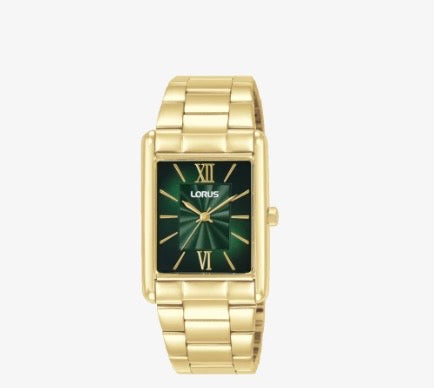 Lorus RH836CX9 Green Gold Tone ‘Rectangular Chic’ Ladies Watch
