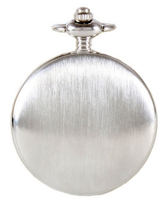 David Aster Silver Brushed Quartz Full Hunter Pocket Watch with stand