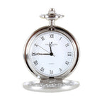 David Aster Silver Brushed Quartz Full Hunter Pocket Watch with stand