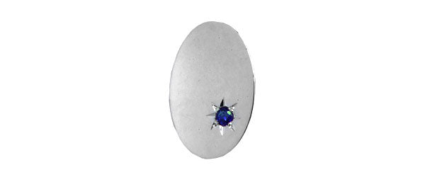 Oval Sterling Silver Tie Tac with Blue Sapphire