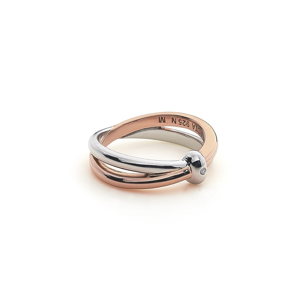 Hot Diamonds - Eternity Silver & 18ct Rose Gold Vermeil Interlocking Ring