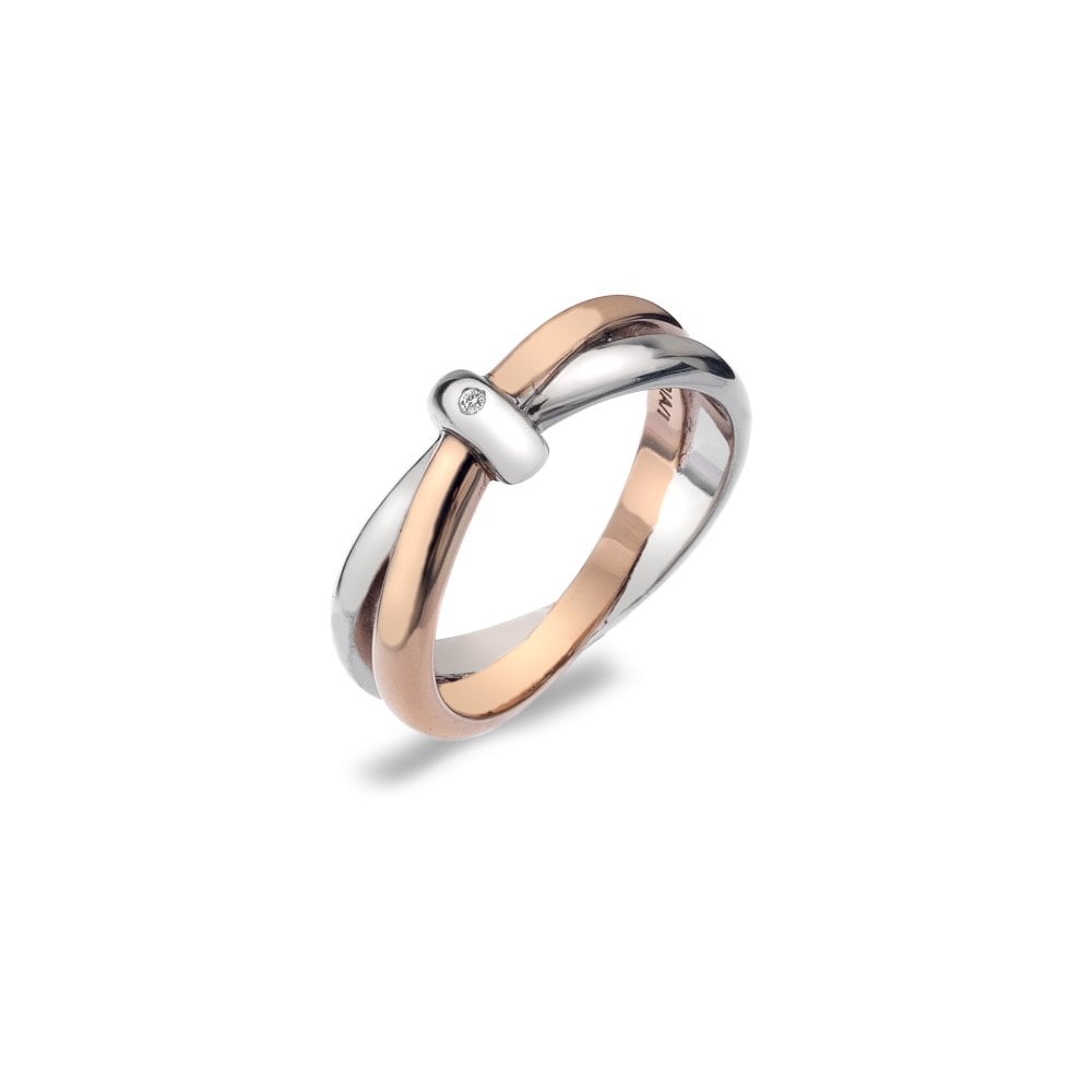 Hot Diamonds - Eternity Silver & 18ct Rose Gold Vermeil Interlocking Ring