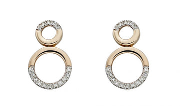 9ct Gold and diamond circular detail earrings
