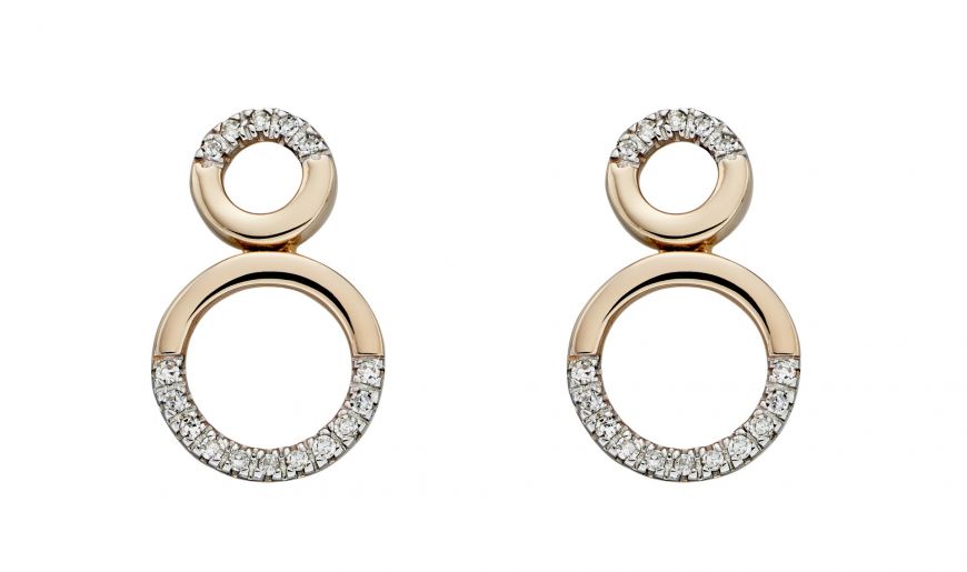 9ct Gold and diamond circular detail earrings