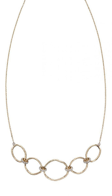 9ct Hammered Gold And Diamond Connector Necklace