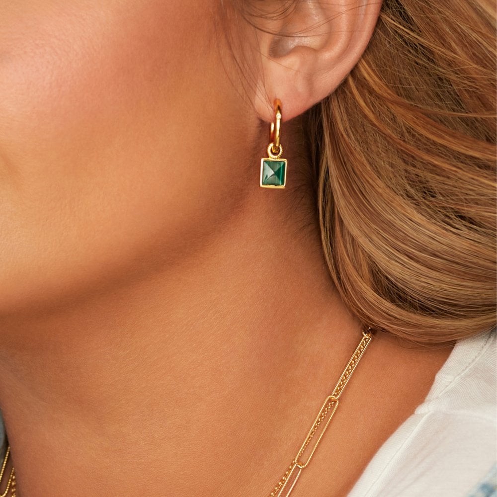 Hot Diamonds -  Revive Malachite Square Earrings