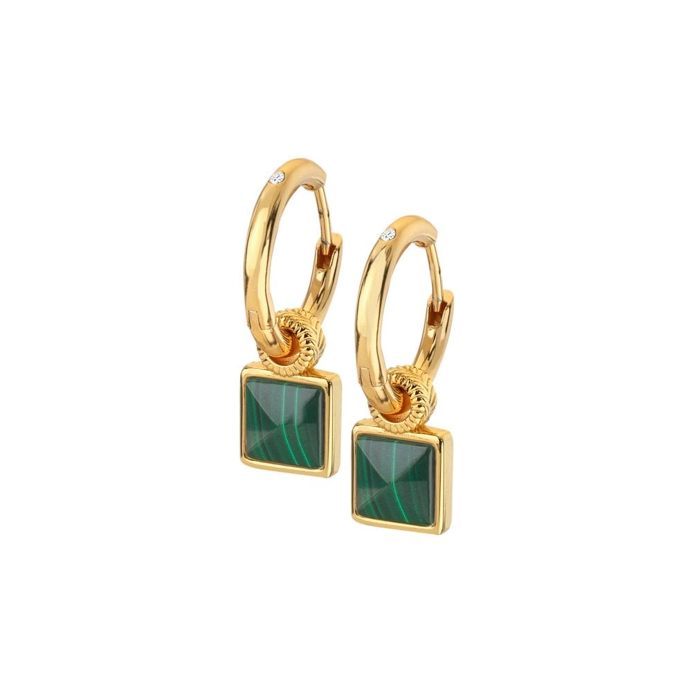 Hot Diamonds -  Revive Malachite Square Earrings