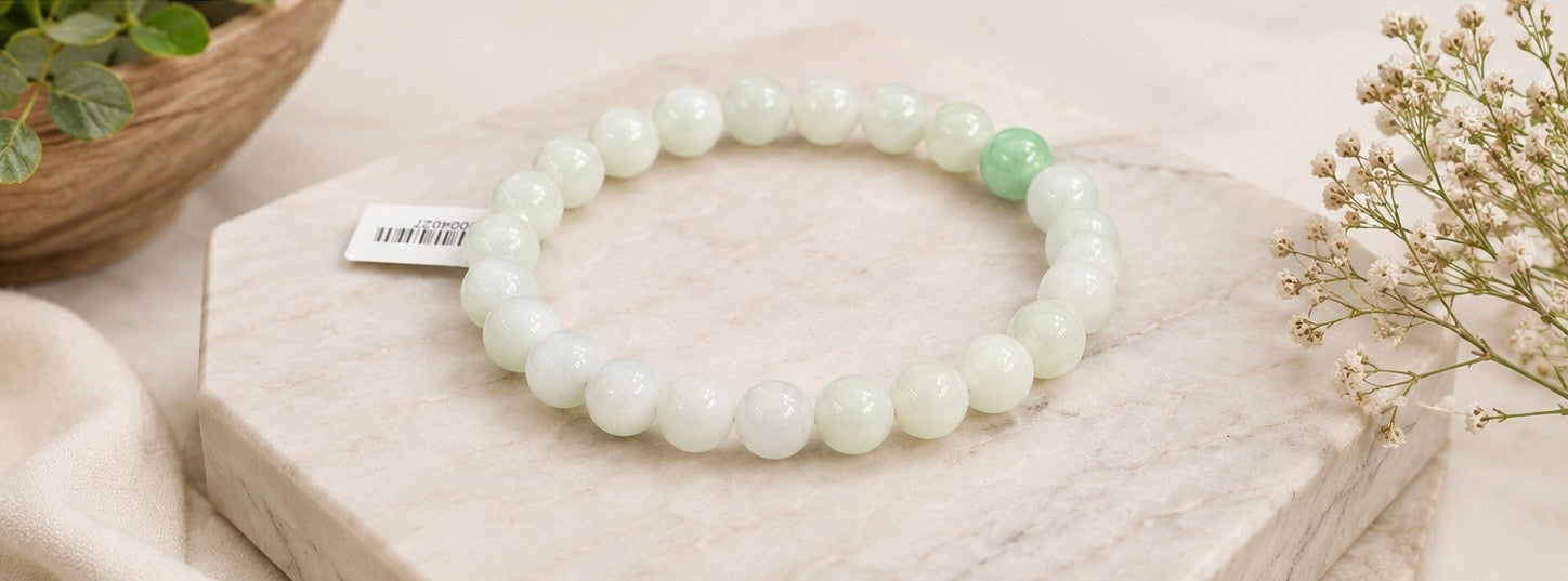 Natural Jade Bead Stretch Bracelet