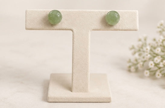 8mm Jade Stud Earrings