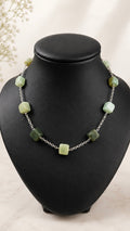 Sterling Silver & Jade Cube Necklace