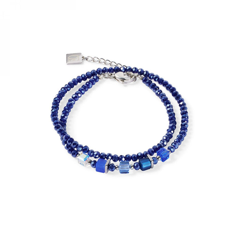 Coeur De Lion Elegance Crystals Wrap Bracelet Dark Blue