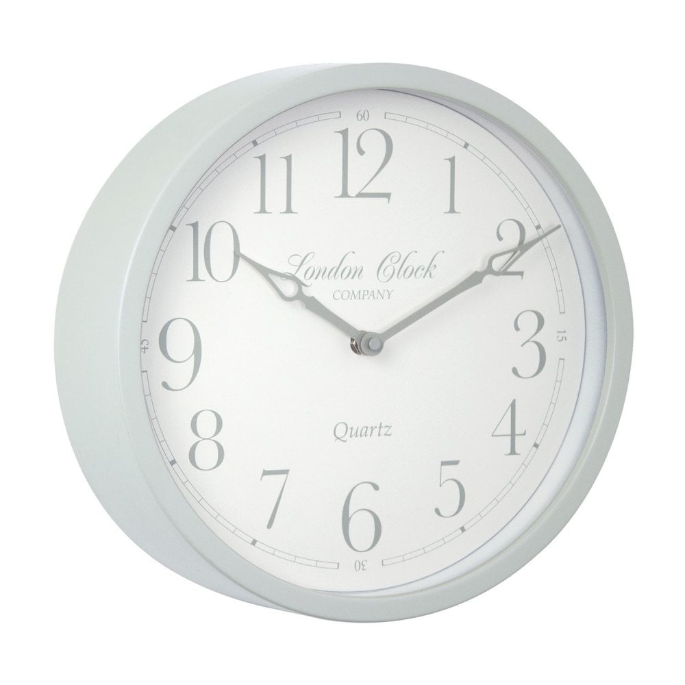 London Clock Company Round Grey Quartz Battery Wall Clock with Arabic Numbers 24295