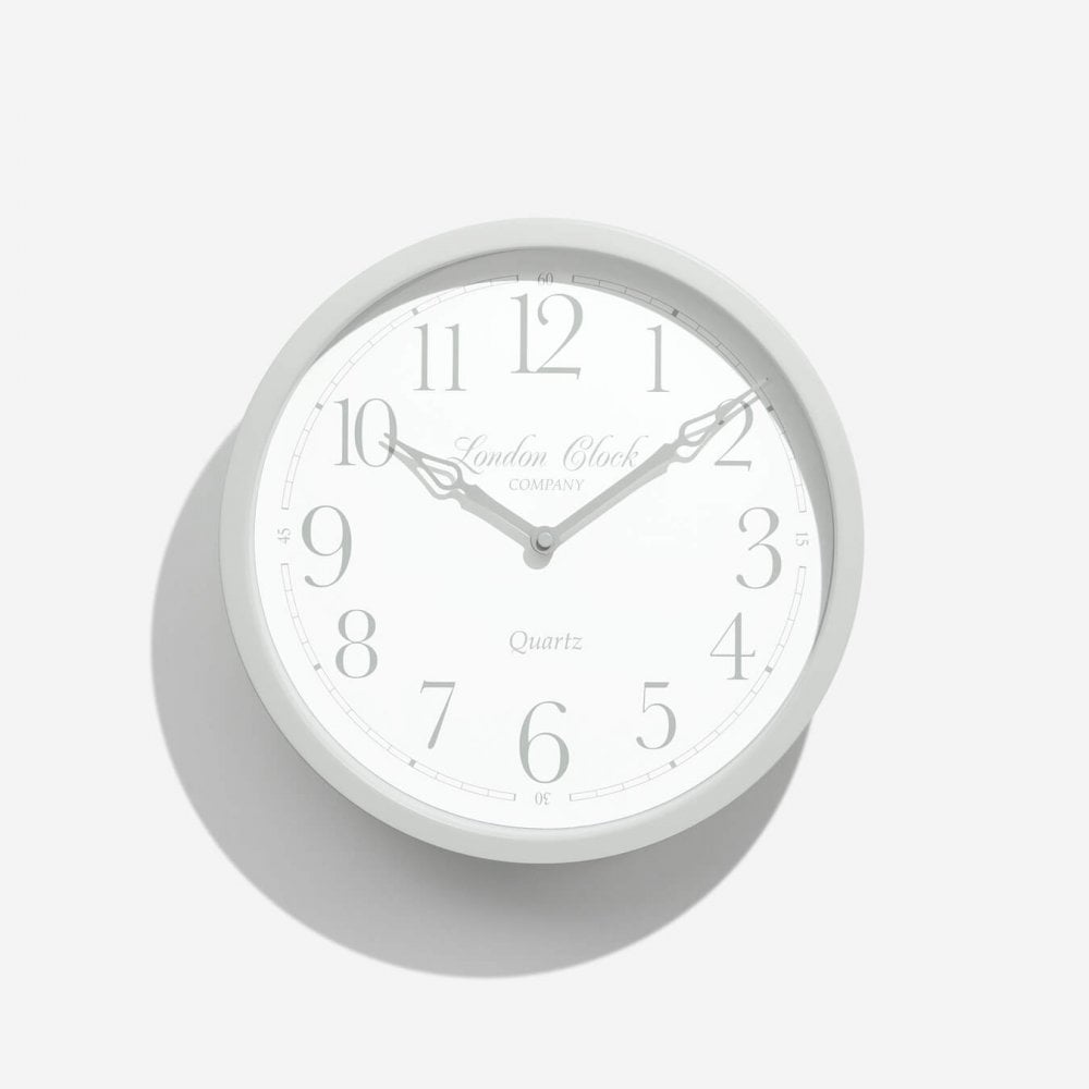 London Clock Company Round Grey Quartz Battery Wall Clock with Arabic Numbers 24295