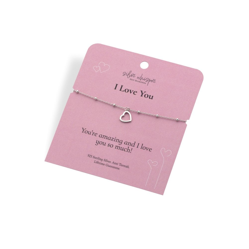 Hot Diamonds Silver Whisper "I Love You" 925 Sterling Silver Bracelet
