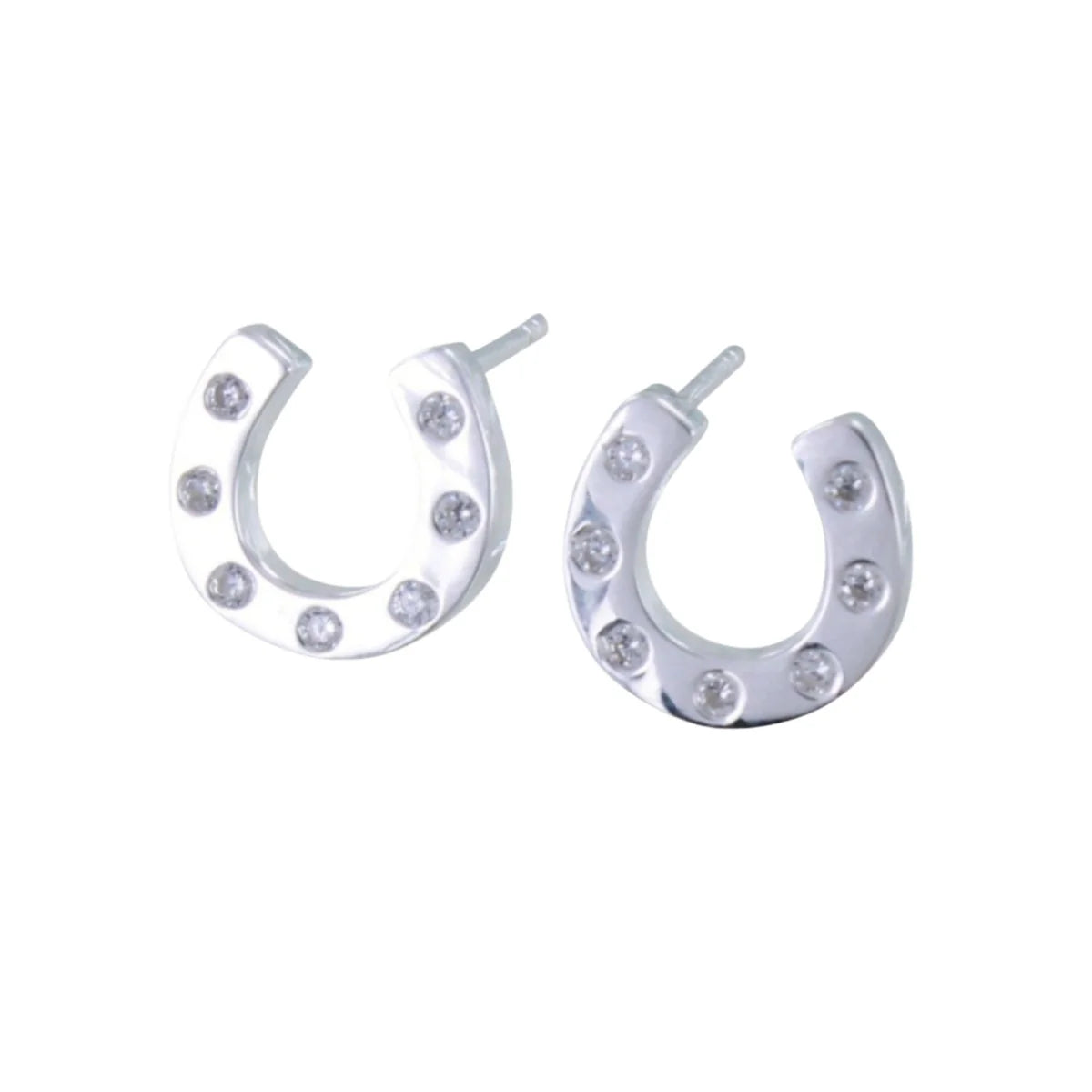 Reeves & Reeves Sterling Silver Pavé Horseshoe Stud Earrings