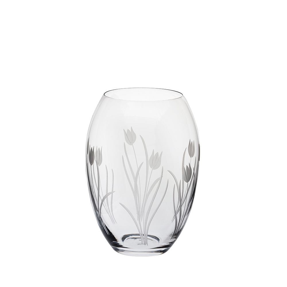 ROYAL SCOT CRYSTAL Wild Tulip Small Barrel Vase - 145mm (Gift Boxed)