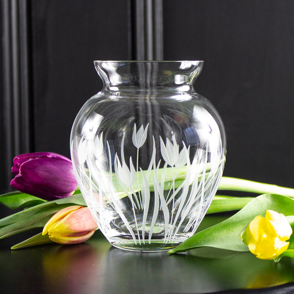 ROYAL SCOT CRYSTAL WILD TULIP LARGE POSY VASE